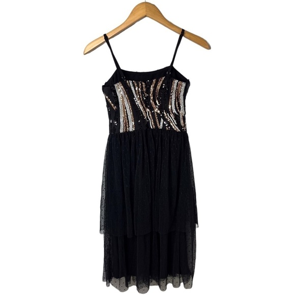 Dress The Population Kady Sequin Tiered Dress Black Size Small Wedding Guest - Picture 6 of 11